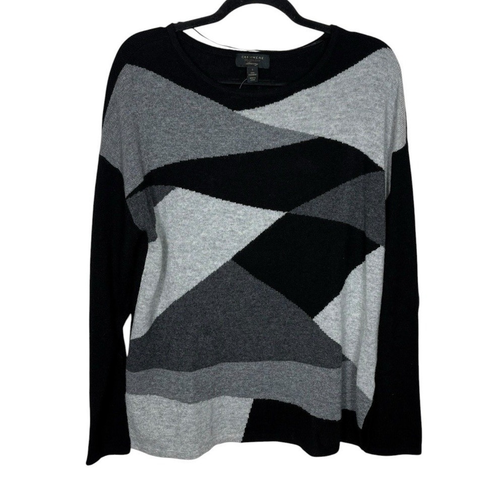 Charter Club Luxury Cashmere Geometric Sweater Women's Size Small Artsy